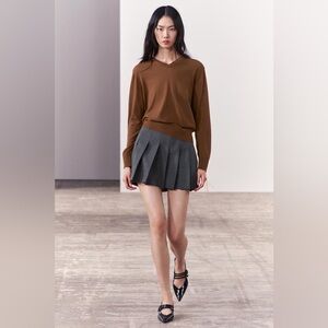 ZARA BOX PLEAT WOOL BLEND MINI SKIRT